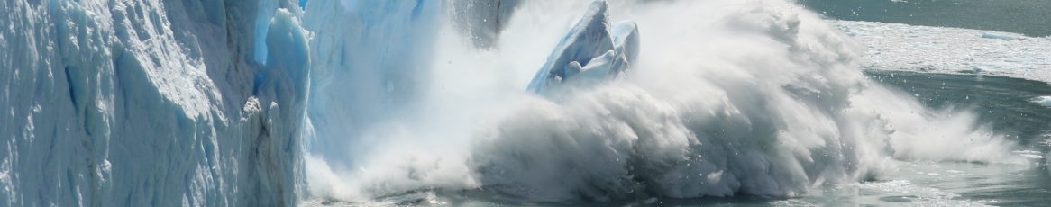 ice glacier breaking down into ocean