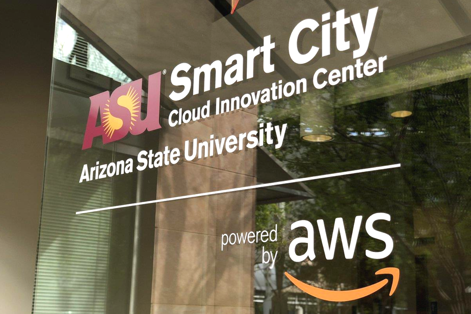 ASU Smart City glass door powered by AWS