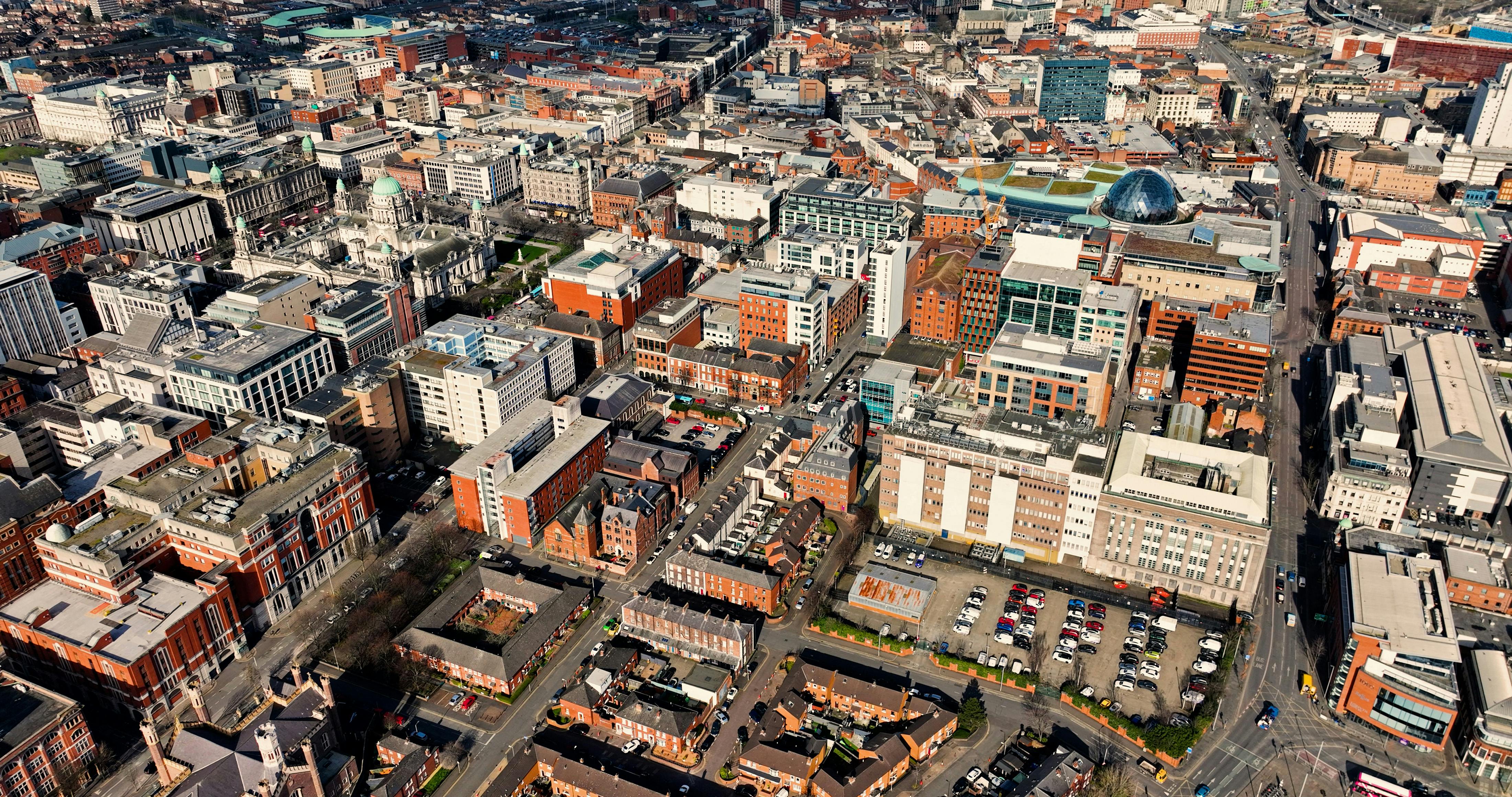 aerial shot of Belfast