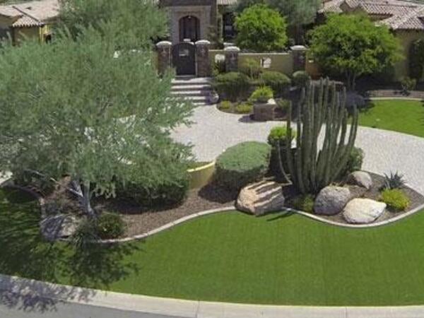 top view of a house with garden