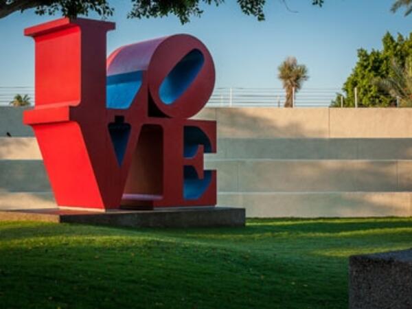 sculpture with word love
