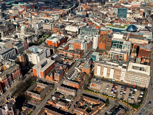 aerial shot of Belfast