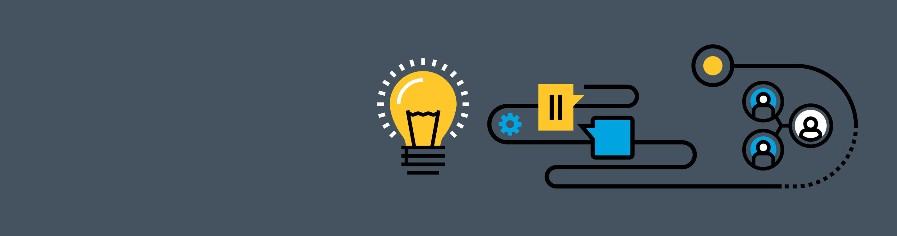 tech icons in a workflow with bulb